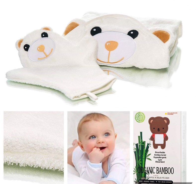 Best Gift Idea for Mom 100% Organic Bamboo Hooded Baby Towel.